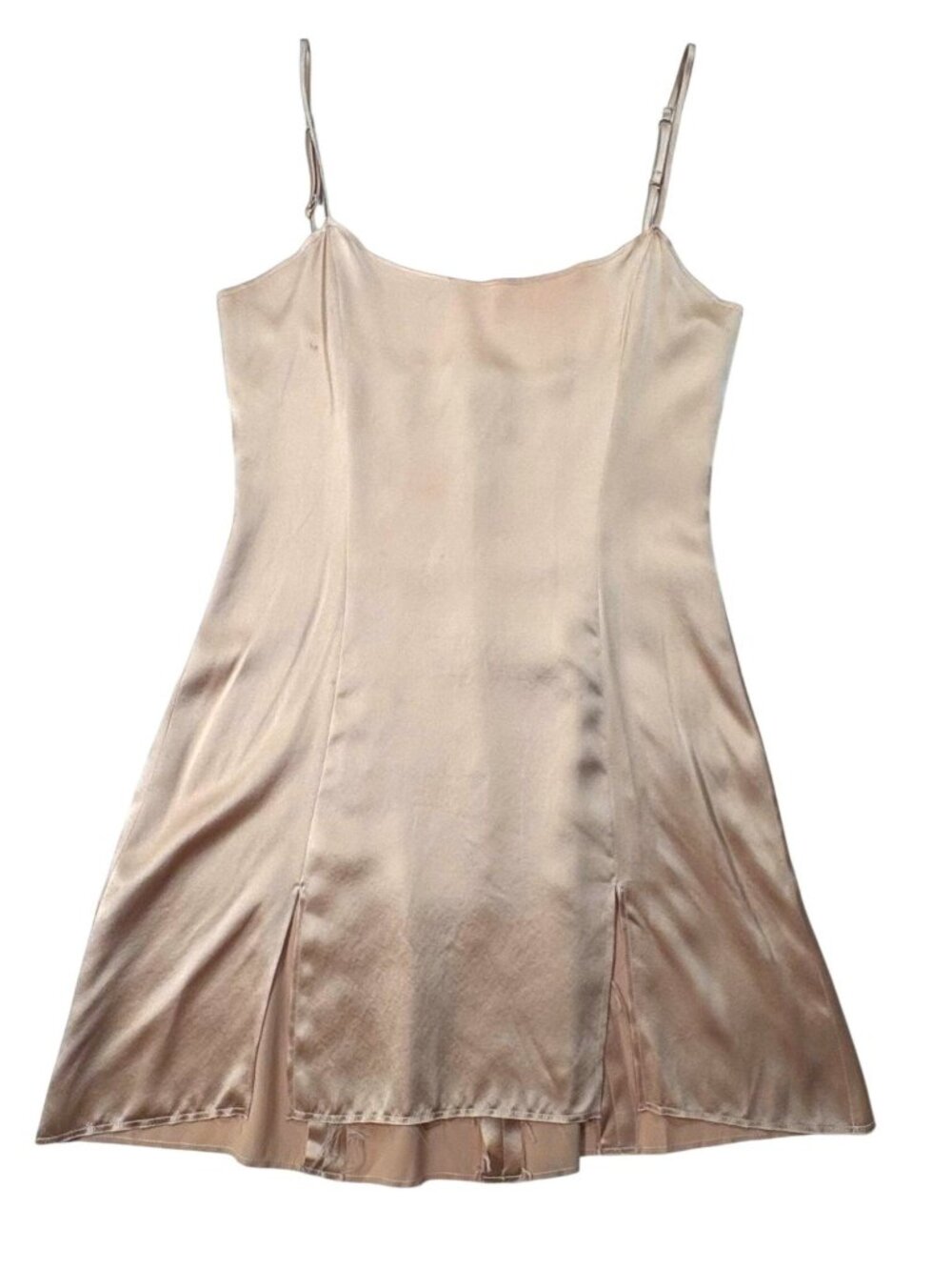 Are You Am I Silk Mini Dress in Fawn Beige